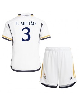 Billige Real Madrid Eder Militao #3 Hjemmedraktsett Barn 2023-24 Kortermet (+ Korte bukser)